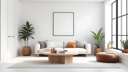 modern living room empty white wall background