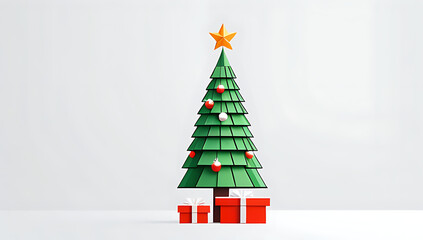 Fototapeta premium christmas tree gifts isolated