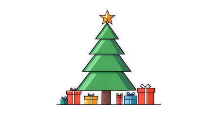 Fototapeta premium christmas tree gifts isolated
