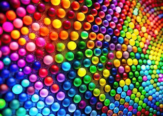 Colorful dots in a dynamic arrangement creating an abstract background for design and creativity