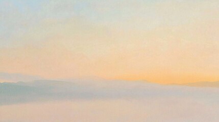 Naklejka premium Gentle fog blankets a calm lake at sunrise soft colors merging in peaceful harmony