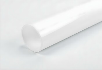 a clean white surface featuring a smooth plastic tube, slightly bent, with a glossy finish, highlighting its curves and imperfections create with ai