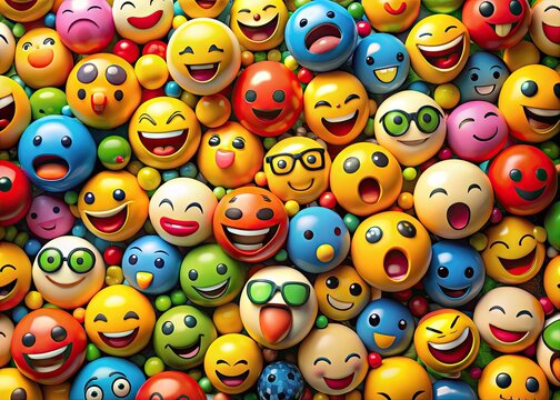 Colorful Emojicon Collection Featuring Various Expressions and Symbols for Digital Communication