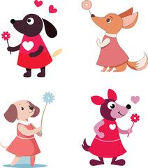 Cartoon style thinking of you bundle illustration art