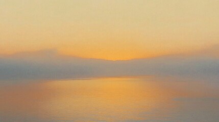 Obraz premium Golden hues reflect on tranquil waters as the sun sets below a soft soothing gradient sky