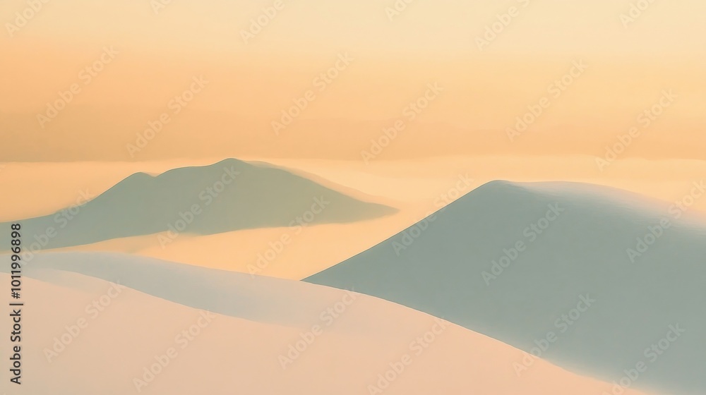 Poster soft blush tones envelop serene peaks creating a calming atmosphere during twilight