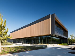 Obraz premium A modern building with clean lines and a minimalist design