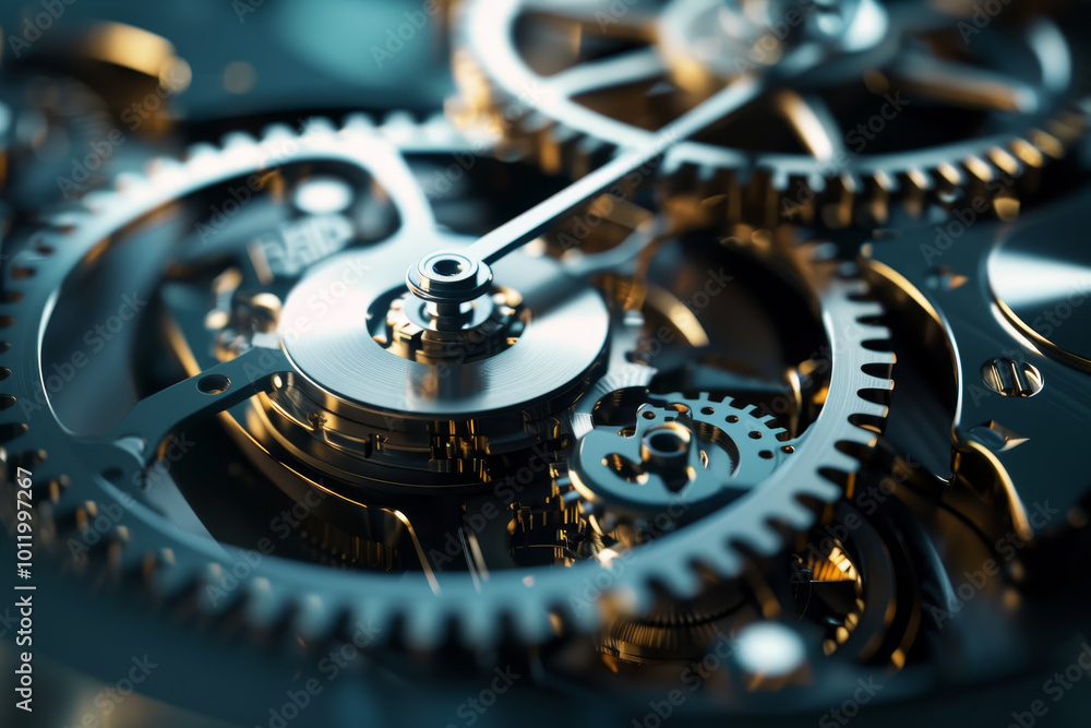 Aufkleber a close up of a clock with gears and a small dial