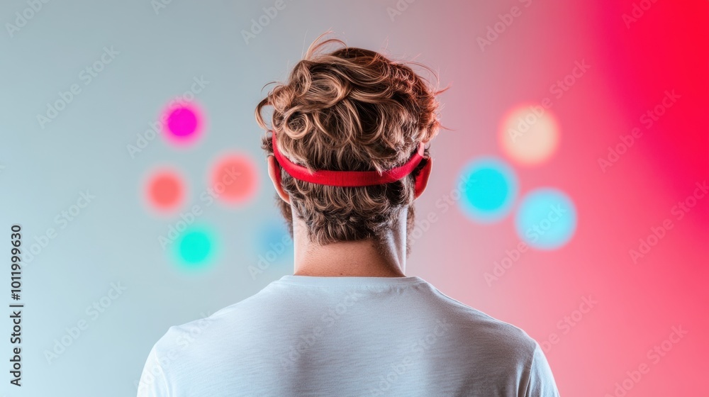 Poster a speaker stands in front of a screen displaying a compelling visual presentation, illustrating thei