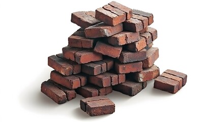 Worn Edges: Faded edges of individual bricks reveal years of exposure to the elements. The irregular shapes create a rustic, authentic feel. 