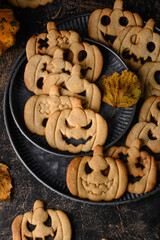 Halloween cookies in shape of jack-o-lantern