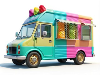 Colorful Ice Cream Truck Clip Art Ideal for Summer Events, Parties, and Children's Activities Design