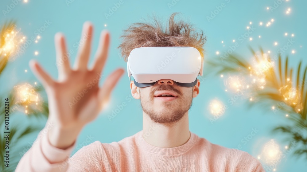 Poster an entrepreneur using virtual reality technology to prototype a new product, showcasing the power of