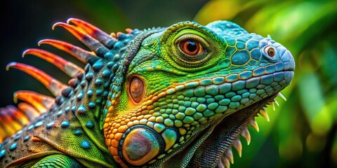Fototapeta premium Colorful Iguana Illustrations Featuring Detailed Patterns and Vibrant Colors for Creative Projects