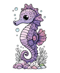 Sea horse color on a white background