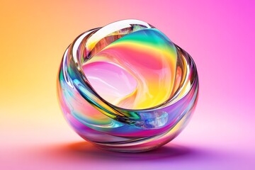 Iridescent background crystal glass abstract shape