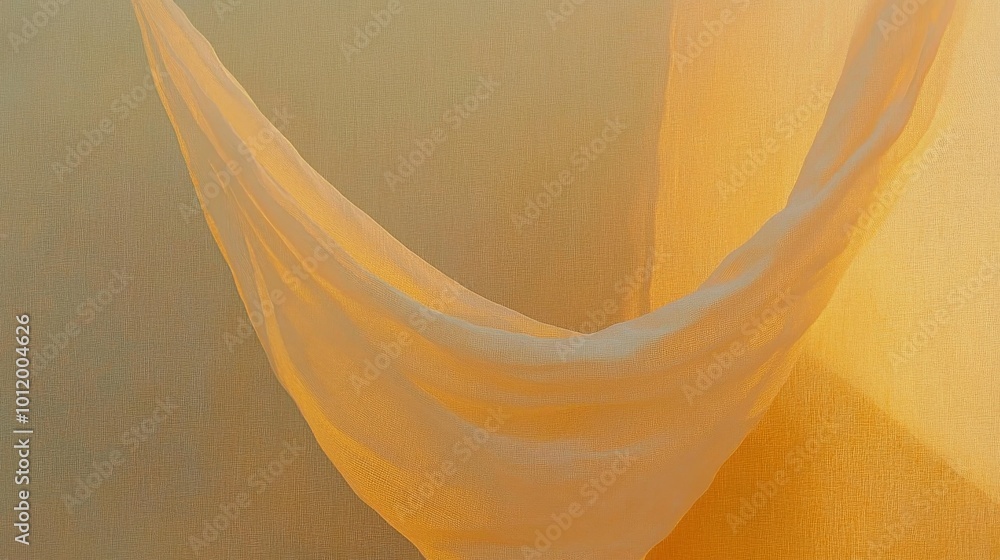 Poster a gentle drape of fabric interacts with soft lighting creating a tranquil atmosphere