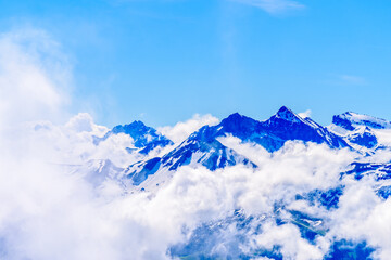 View of Swiss Alps from Mt. Pilatus trail and Lucerne lake (Vierwaldstattersee) in Lucerne, Switzerland