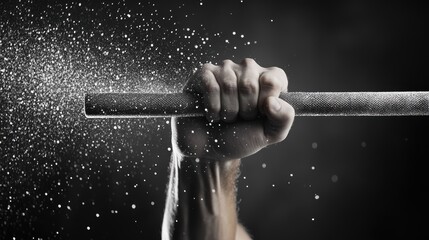 Fototapeta premium Close up shot of a weightlifter successfully lifting a heavy barbell, representing the physical strength and mental focus needed to overcome obstacles.