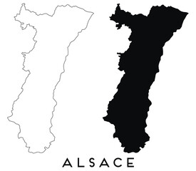 Obraz premium Alsace map outline and black silhouette vector