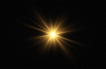 Fototapeta premium Golden particles of light. Golden light. Light flare.Stars isolated on transparent background. 