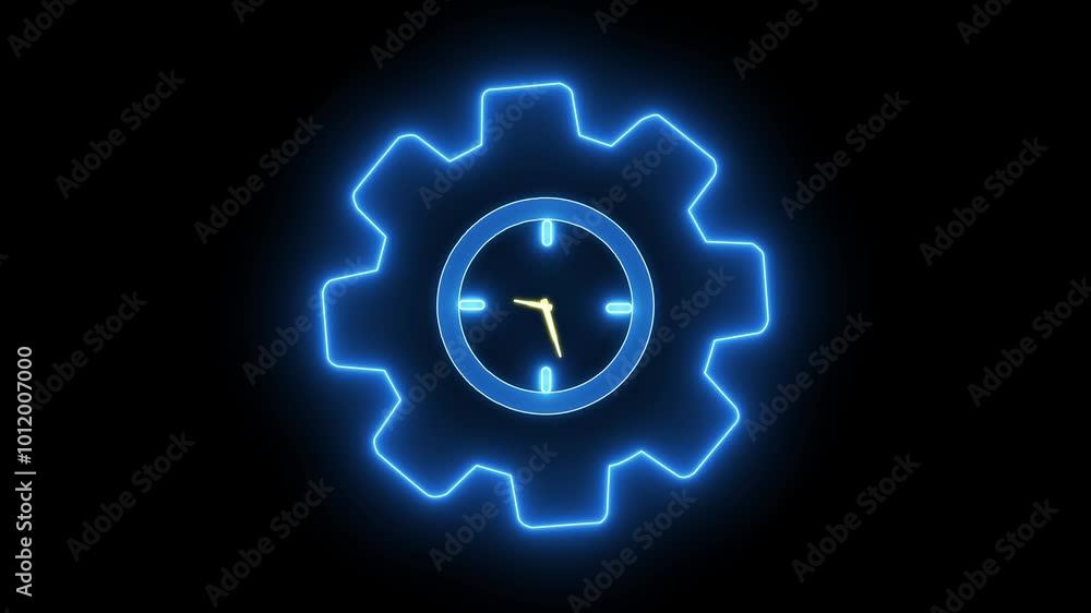 Aufkleber time management concept. work planning for increases efficiency and reduces work time. glowing neon 