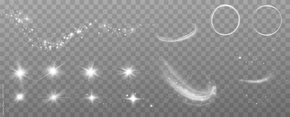 Leinwandbilder Magic spiral with sparkles.White light effect.Glitter particles with lines.Swirl effect.Texture of cold winter wind. Holiday vector snowstorm. Christmas cold snowstorm effect.Light effect.	