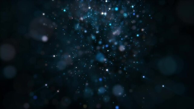4k Blue Particles Explosion. Motion Background. Glitter particle. Isolated on black. Animated Overlay. Holiday theme. Christmas 2025