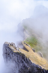 View of Swiss Alps from Mt. Pilatus trail and Lucerne lake (Vierwaldstattersee) in Lucerne, Switzerland