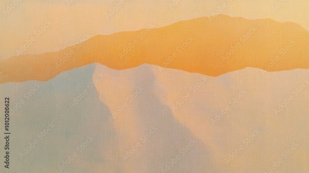 Poster misty mountains bask in the warm glow of dawn creating a serene and tranquil atmosphere
