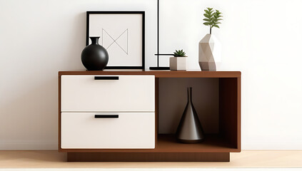 vintage nightstand vases near bed