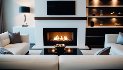 white sofa near fireplace interior design modern living room