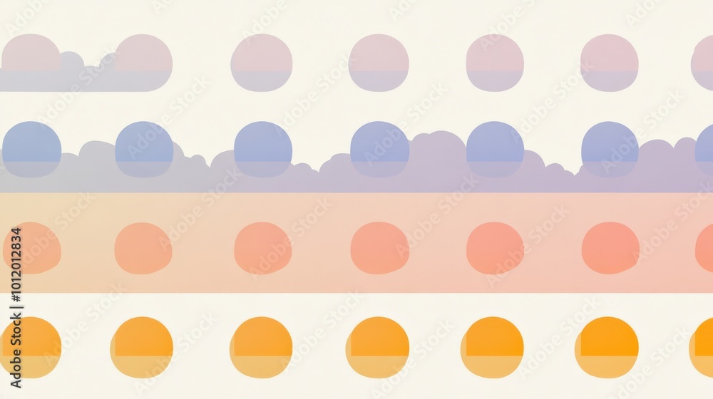 Poster enjoy a vibrant display of stylized suns intermingled with gentle clouds on a soft background