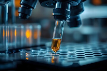 A detailed representation of a biological process or chemical experiment