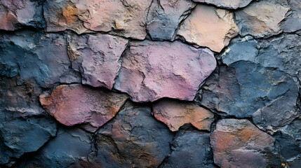 Fototapeta premium Abstract Stone Wall Background - Gray, Purple, and Orange Hues