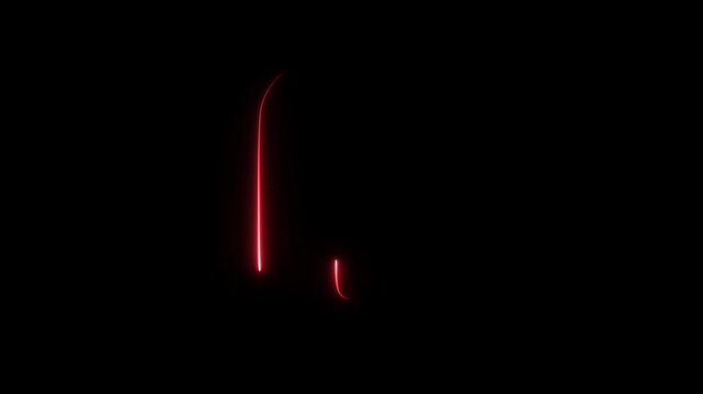 Neon red counting number animation. top 10 countdown number, neon light numbers from animation on black background.