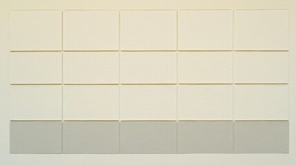 Tiles in various shades of white create a striking visual display on a clean wall