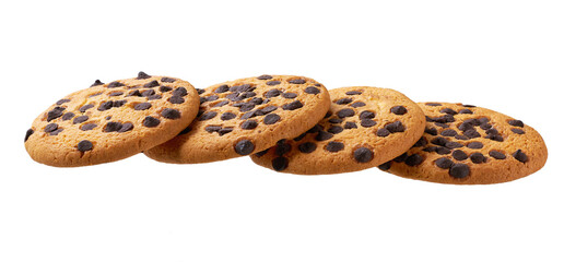 Chocolate chip cookies. Round chocolate chip cookies isolated on white background.