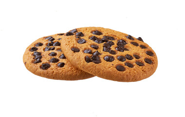 Two chocolate chip cookies isolated. Chocolate chip cookies  isolated on white background.