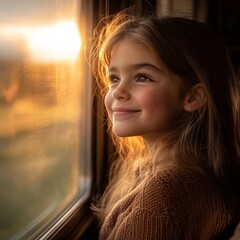 Joyful Children Enjoying Scenic Views During Exciting Train Ride Adventure