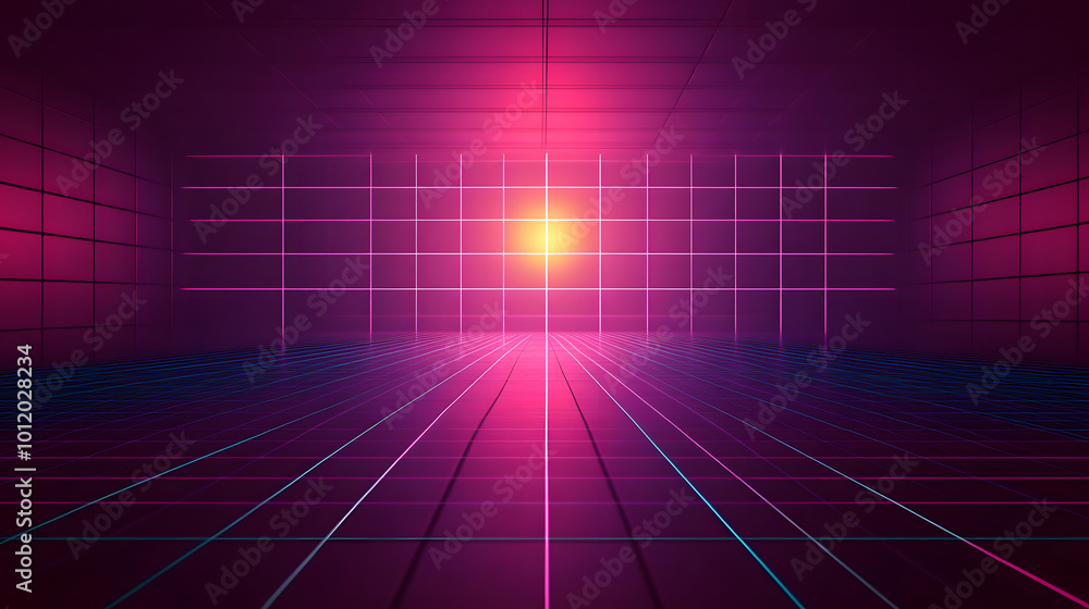 Poster minimalist synthwave grid background for youtube thumbnail