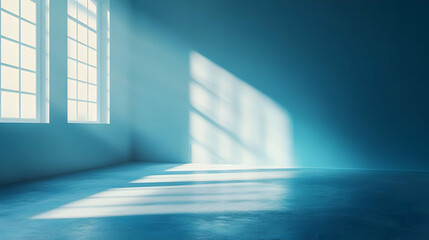 Obraz premium Abstract Background Teal Room with Windows and Sunbeams Illustration