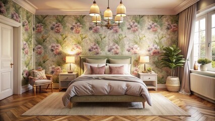 Cozy and Inviting Bedroom Wallpaper Design Featuring Soft Colors and Warm Textures for Relaxation