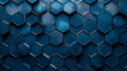 Fototapeta premium Abstract 3D Blue Hexagon Pattern Background