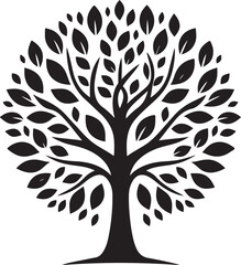 Fall tree black silhouette art illustration