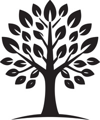 Fototapeta premium Fall tree black silhouette art illustration