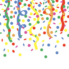 Vector Confetti ribbons colorful explosion. Party festive firework. Carnival confetti burst on white background. Colored paper blast. Happy Birthday.