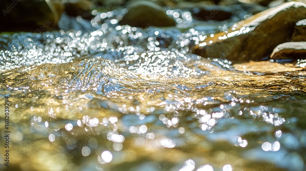 Poster close up of a clear stream flowing over rocks.