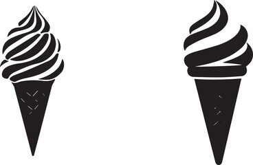 Cone Ice Cream silhouette on white background