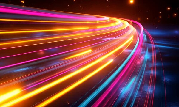 Streams of colorful digital data rushing in front of the camera at high speed. Abstract connectivity or energy concept animation in 4K